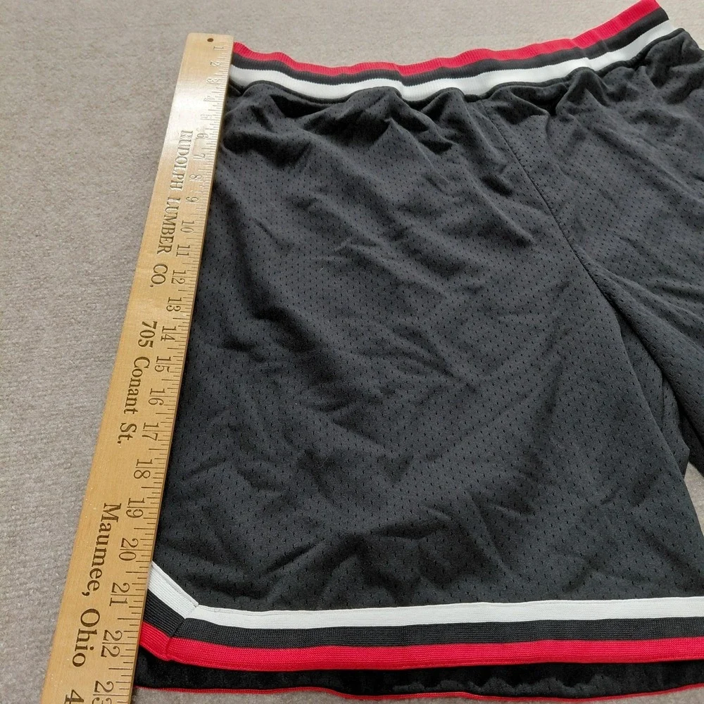CSG Basketball Shorts Black Mesh Red White Striped Waistband Athletic Gym 3XL